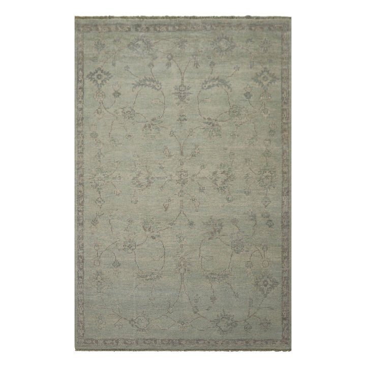 6x9 Seafoam, Taupe, Gray Color Hand Knotted Oushak Wool Transitional Oriental Rug