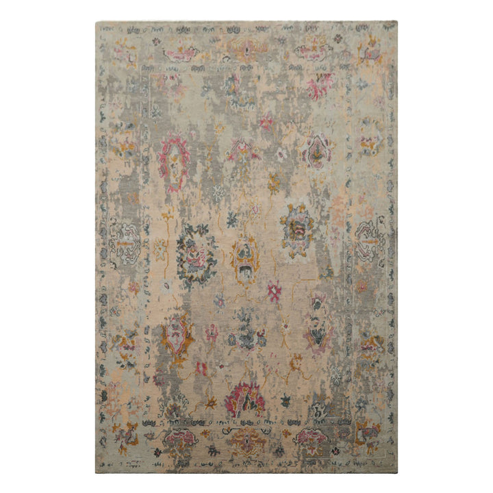 6x9 Taupe, Beige, Gray Color Hand Knotted Sherpa Wool &amp; Bamboo Silk  Oriental Rug