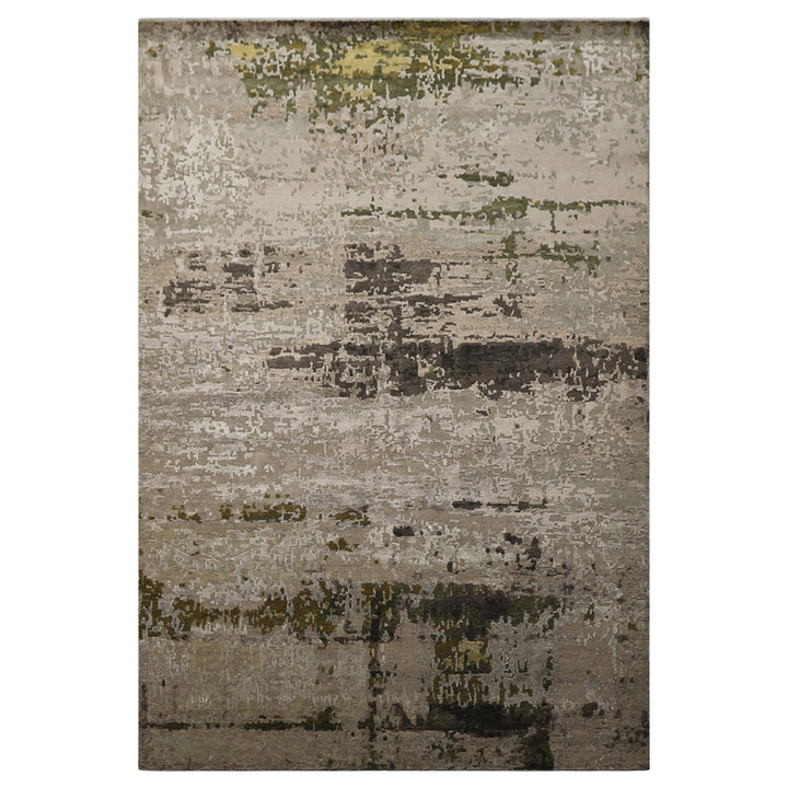 6x9 Beige, Taupe, Green Color Hand Knotted Sherpa Wool &amp; Bamboo Silk Modern Oriental Rug