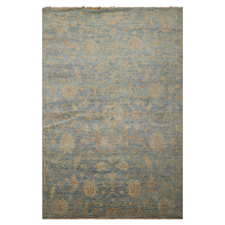 6x9 Aqua, Beige, Tan Color Hand Knotted Oushak Wool Traditional Oriental Rug
