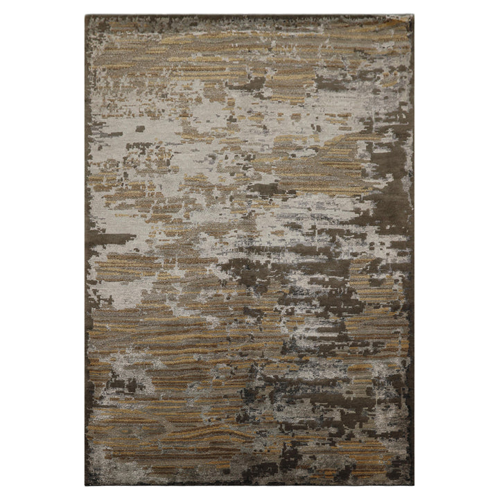 6x9 Brown, Silver, Gold Color Hand Knotted Sherpa Wool &amp; Bamboo Silk Modern Oriental Rug