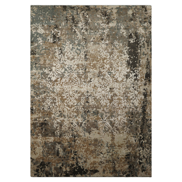 6x9 Beige, Brown, Charcoal Color Hand Knotted Sherpa Wool &amp; Bamboo Silk Modern Oriental Rug
