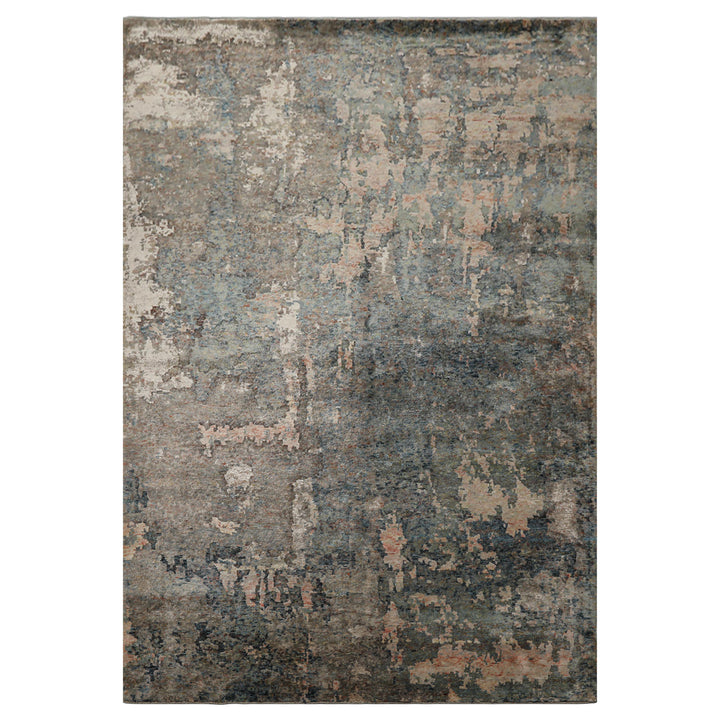 6x9 Beige, Teal, Rose Color Hand Knotted Sherpa Wool &amp; Bamboo Silk Modern Oriental Rug