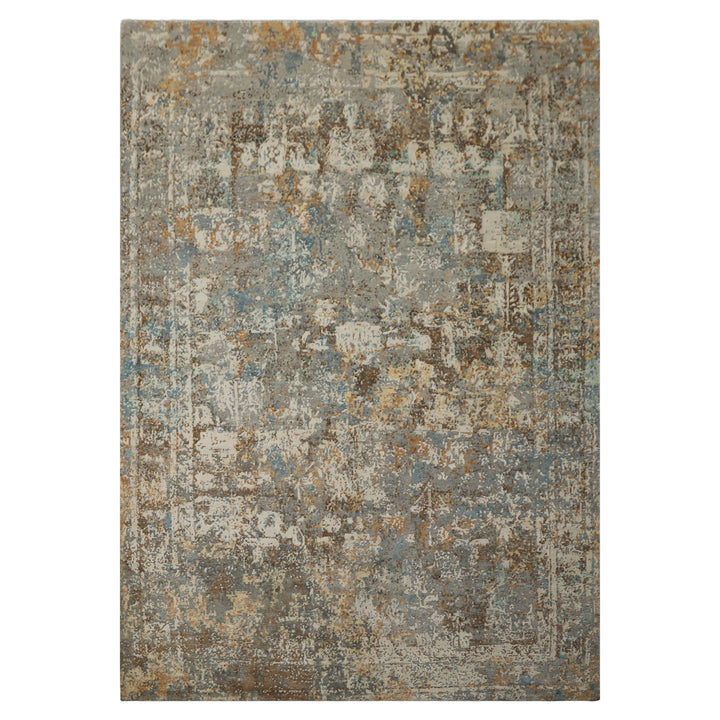 6x9 Gray, Ivory, Aqua Color Hand Knotted Sherpa Wool &amp; Bamboo Silk Modern Oriental Rug