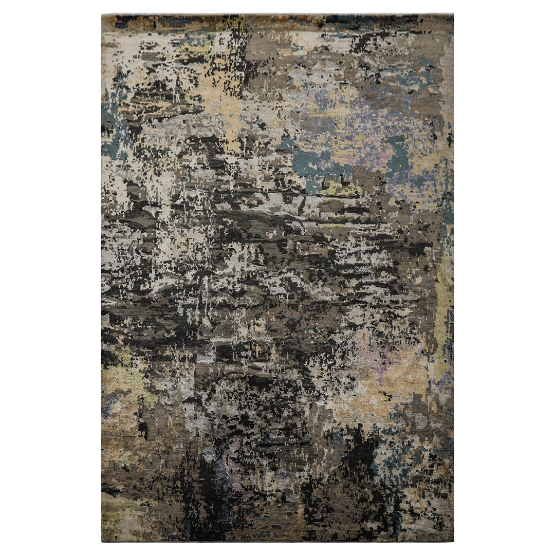 6x9 Gray, Beige, Teal Color Hand Knotted Sherpa Wool & Bamboo Silk Modern Oriental Rug