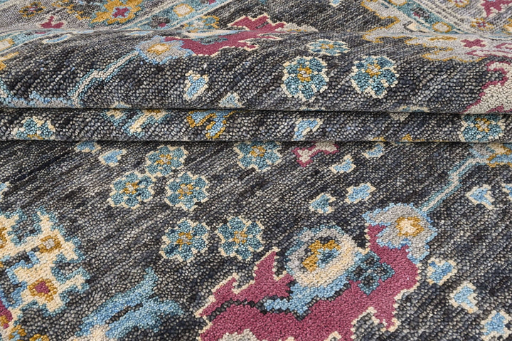 8x10 Gray, Beige, Aqua Color Hand Knotted Oushak Wool Arts and Crafts Oriental Rug