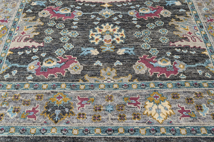 8x10 Gray, Beige, Aqua Color Hand Knotted Oushak Wool Arts and Crafts Oriental Rug