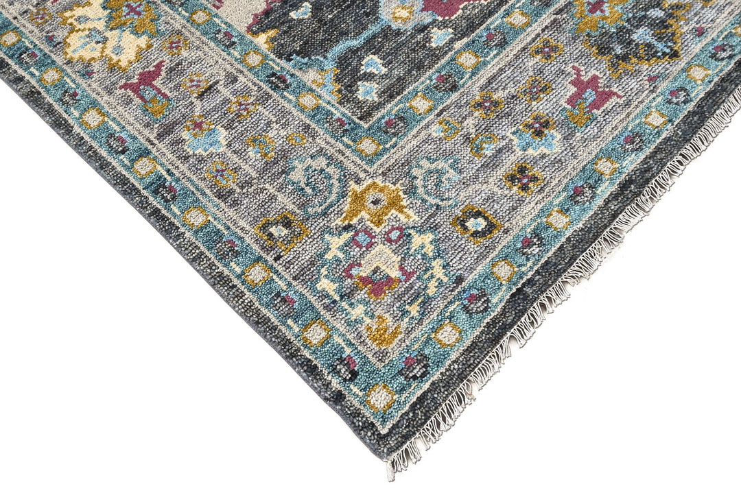 8x10 Gray, Beige, Aqua Color Hand Knotted Oushak Wool Arts and Crafts Oriental Rug