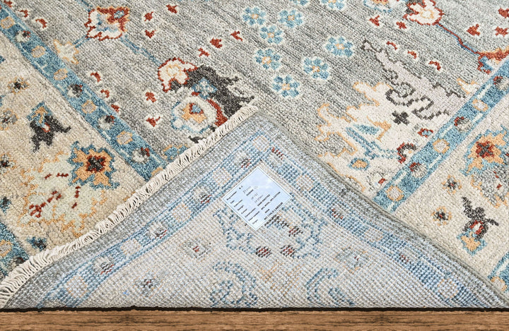 8x10 Gray, Beige, Aqua Color Hand Knotted Oushak Wool Transitional Oriental Rug