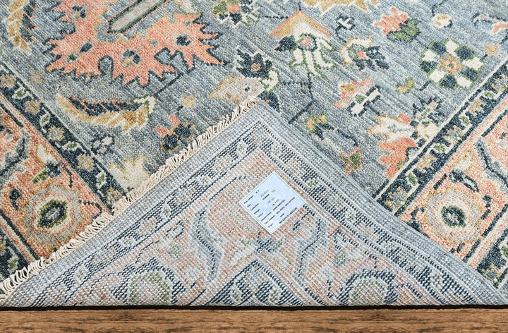 8x10 Blue, Blush, Green Color Hand Knotted Oushak Wool Arts and Crafts Oriental Rug