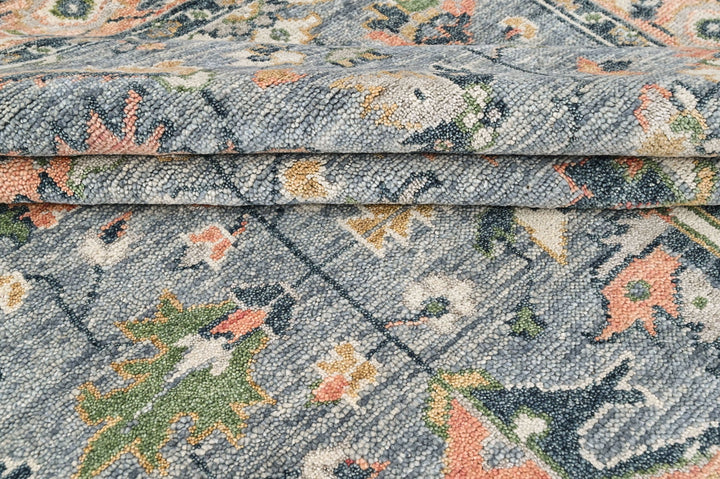 8x10 Blue, Blush, Green Color Hand Knotted Oushak Wool Arts and Crafts Oriental Rug