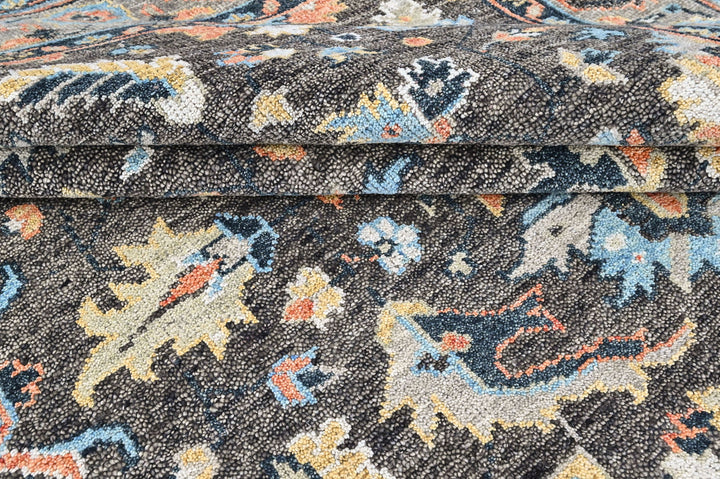 8x10 Gray, Blue, Aqua Color Hand Knotted Oushak Wool Arts and Crafts Oriental Rug