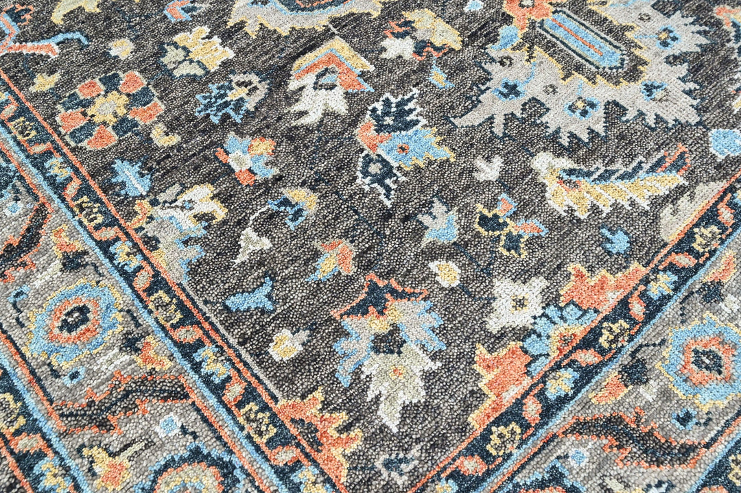 8x10 Gray, Blue, Aqua Color Hand Knotted Oushak Wool Arts and Crafts Oriental Rug