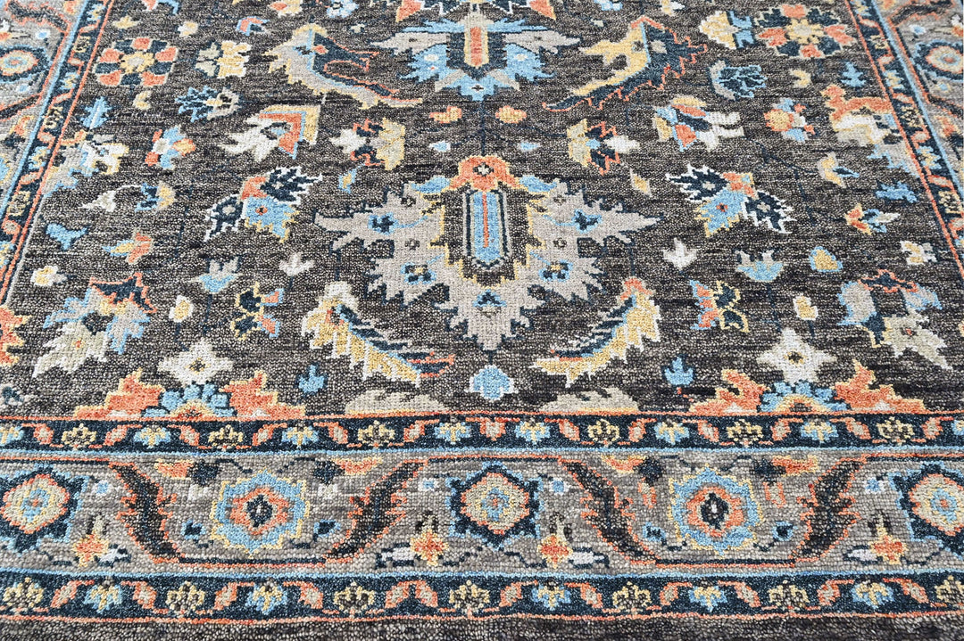 8x10 Gray, Blue, Aqua Color Hand Knotted Oushak Wool Arts and Crafts Oriental Rug
