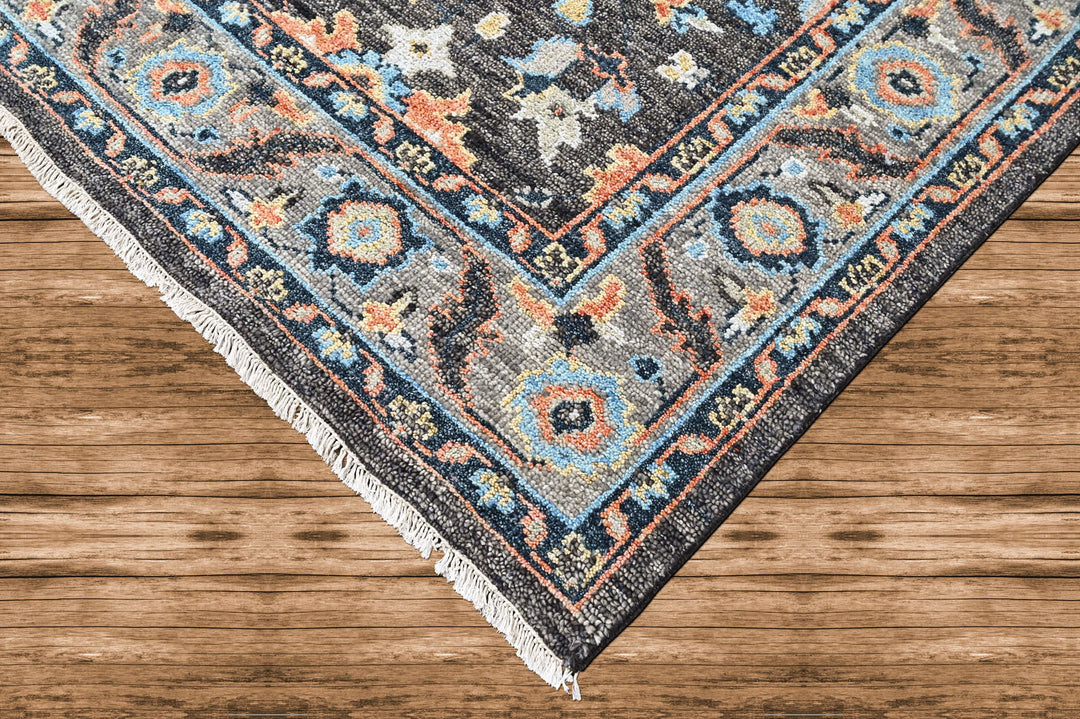 8x10 Gray, Blue, Aqua Color Hand Knotted Oushak Wool Arts and Crafts Oriental Rug