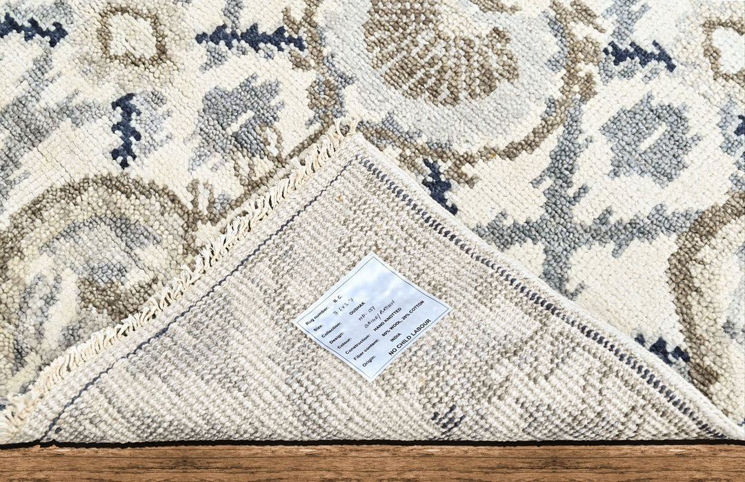 3'6x5'6 Ivory, Gray, Blue Color Hand Knotted Oushak Wool Transitional Oriental Rug