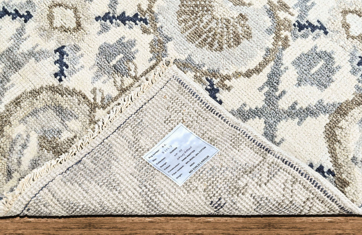 3'6x5'6 Ivory, Gray, Blue Color Hand Knotted Oushak Wool Transitional Oriental Rug