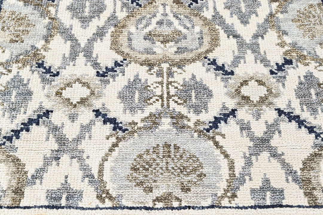 3'6x5'6 Ivory, Gray, Blue Color Hand Knotted Oushak Wool Transitional Oriental Rug