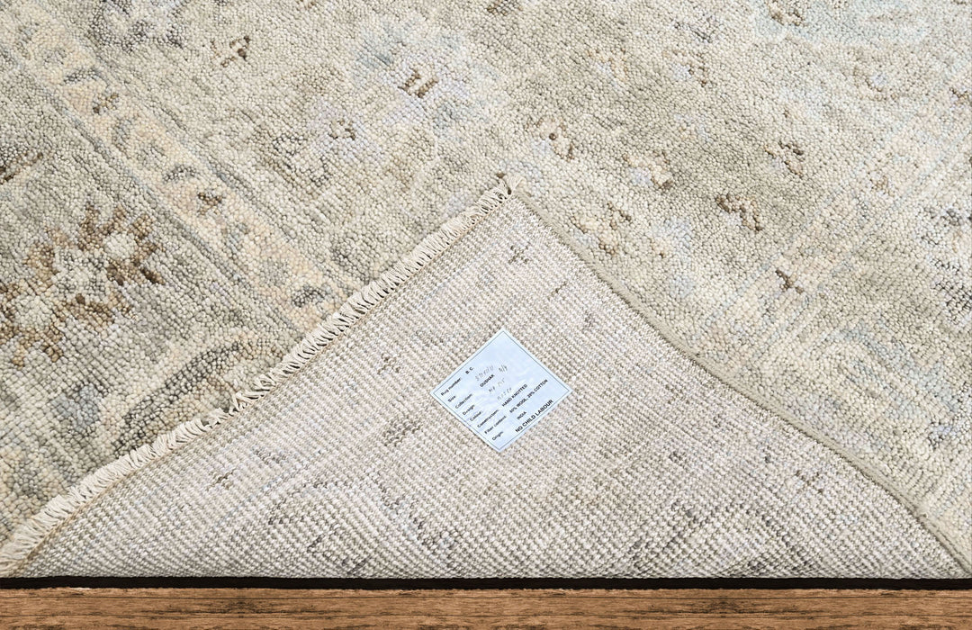 9x12 Gray, Beige, Slate Color Hand Knotted Oushak Wool Transitional Oriental Rug