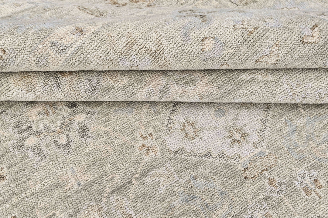 9x12 Gray, Beige, Slate Color Hand Knotted Oushak Wool Transitional Oriental Rug