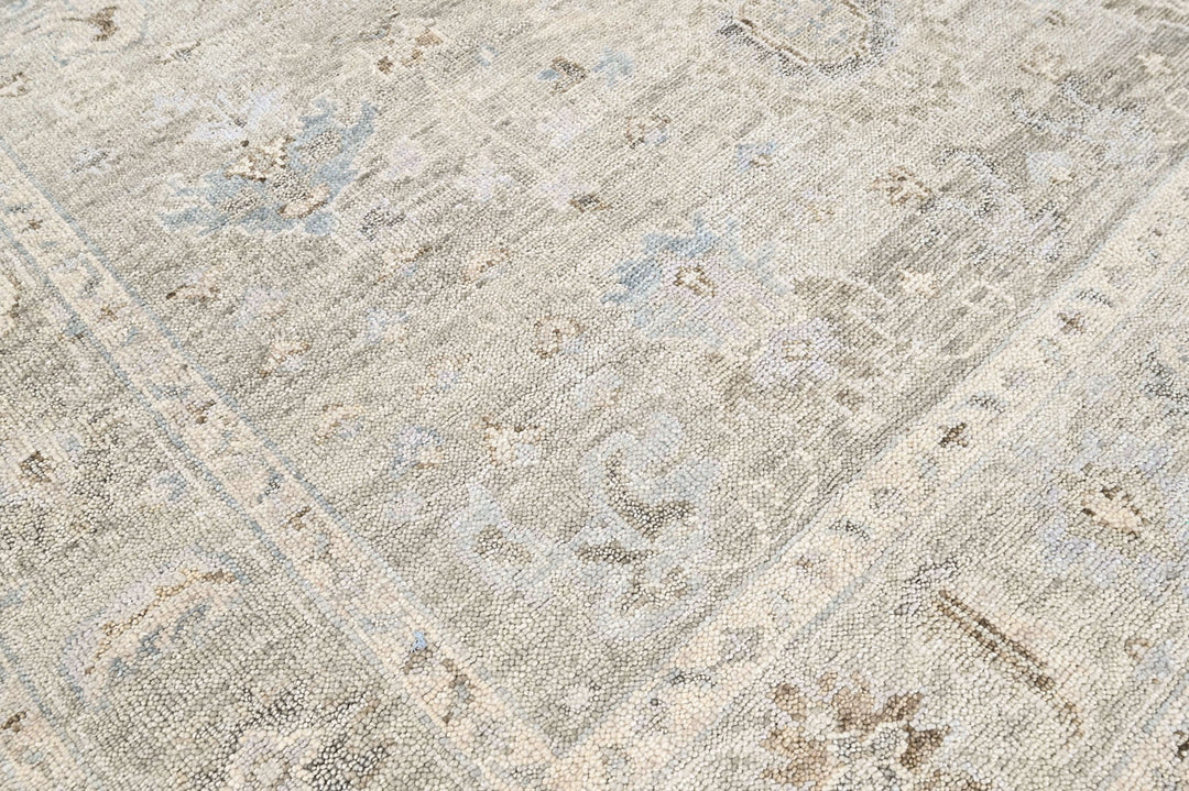 9x12 Gray, Beige, Slate Color Hand Knotted Oushak Wool Transitional Oriental Rug