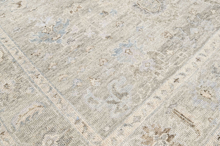 9x12 Gray, Beige, Slate Color Hand Knotted Oushak Wool Transitional Oriental Rug