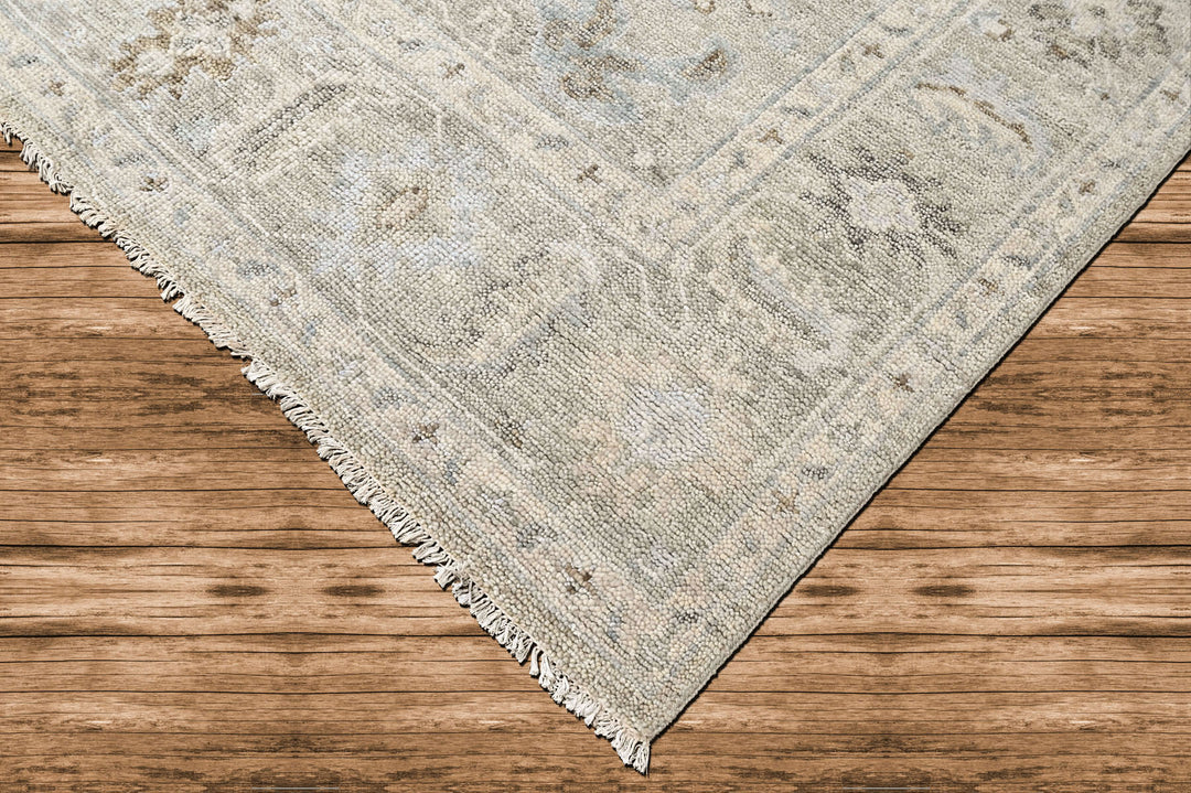 9x12 Gray, Beige, Slate Color Hand Knotted Oushak Wool Transitional Oriental Rug
