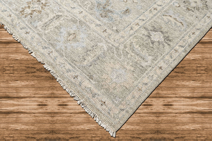 9x12 Gray, Beige, Slate Color Hand Knotted Oushak Wool Transitional Oriental Rug