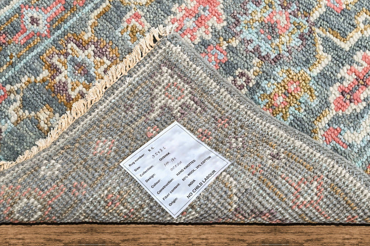 Multi Size Teal Blush Green Color Hand Knotted Oushak Wool Arts and Crafts Oriental Rug