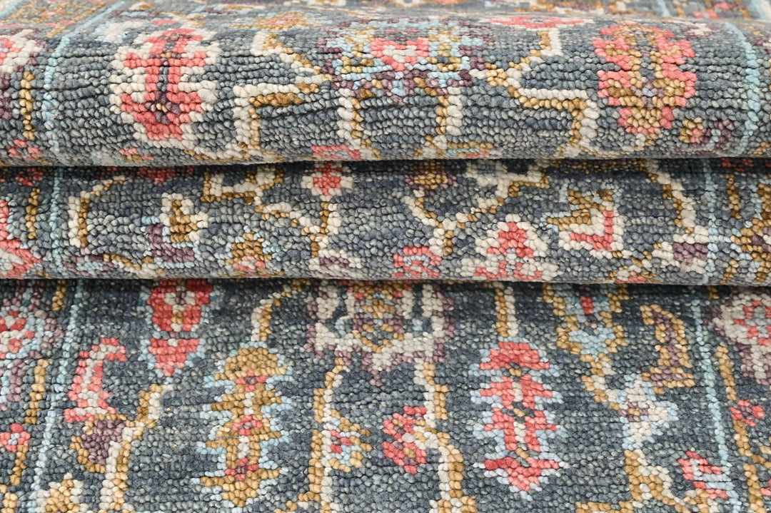 Multi Size Teal Blush Green Color Hand Knotted Oushak Wool Arts and Crafts Oriental Rug