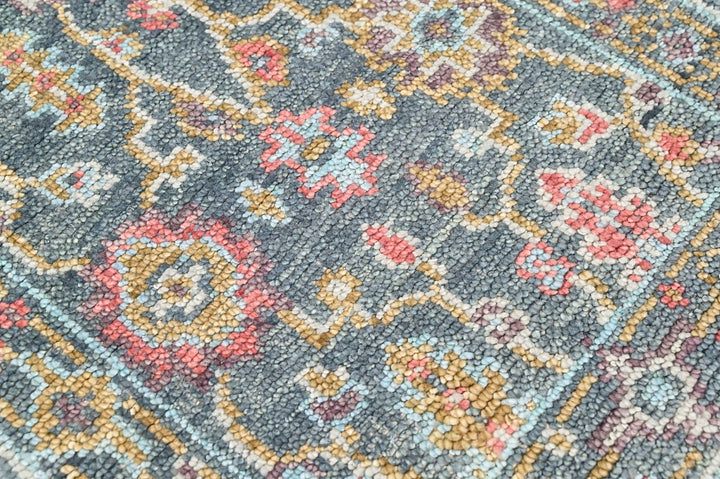Multi Size Teal Blush Green Color Hand Knotted Oushak Wool Arts and Crafts Oriental Rug