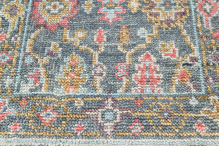 Multi Size Teal Blush Green Color Hand Knotted Oushak Wool Arts and Crafts Oriental Rug
