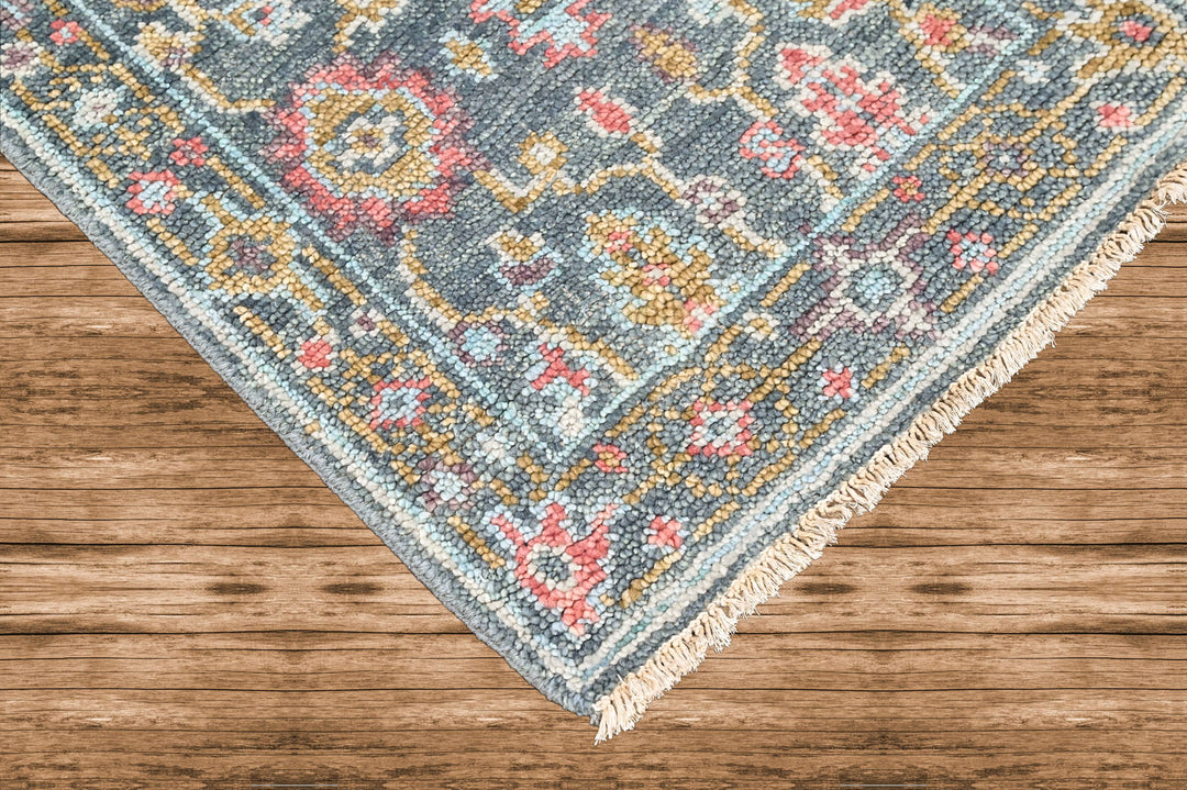 Multi Size Teal Blush Green Color Hand Knotted Oushak Wool Arts and Crafts Oriental Rug