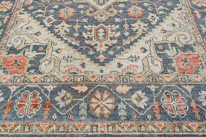 8'3x12 Slate, Beige, Blush Color Hand Knotted Oushak Wool  Oriental Rug