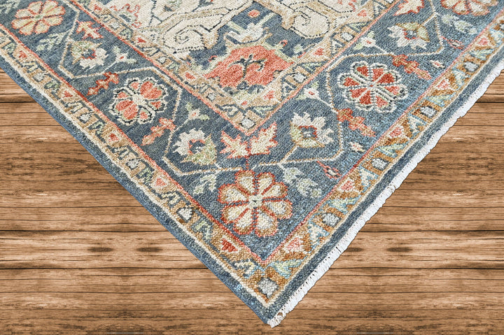 8'3x12 Slate, Beige, Blush Color Hand Knotted Oushak Wool  Oriental Rug