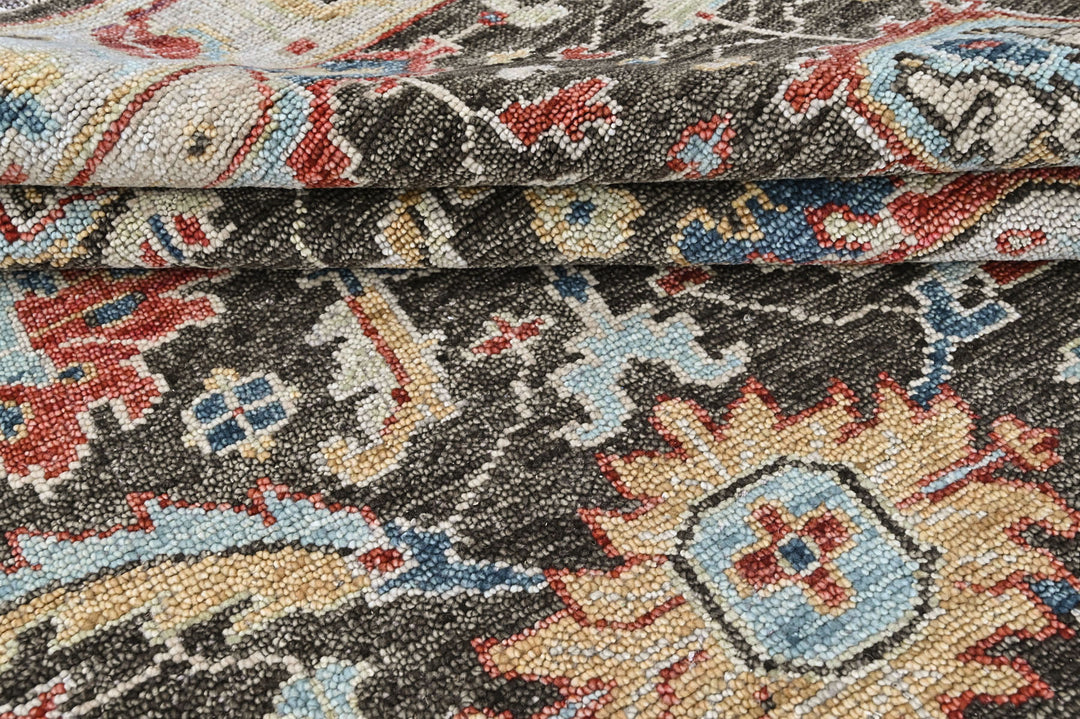 9x12 Charcoal, Slate, Rose Color Hand Knotted Oushak Wool Arts and Crafts Oriental Rug