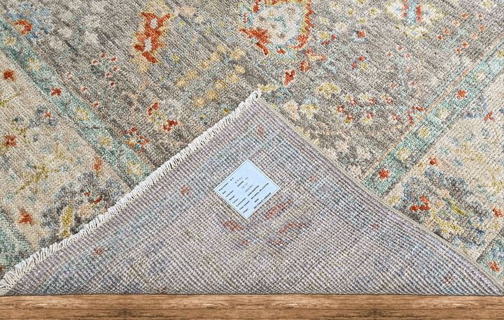 9x12 Gray, Beige, Aqua Color Hand Knotted Oushak Wool Transitional Oriental Rug