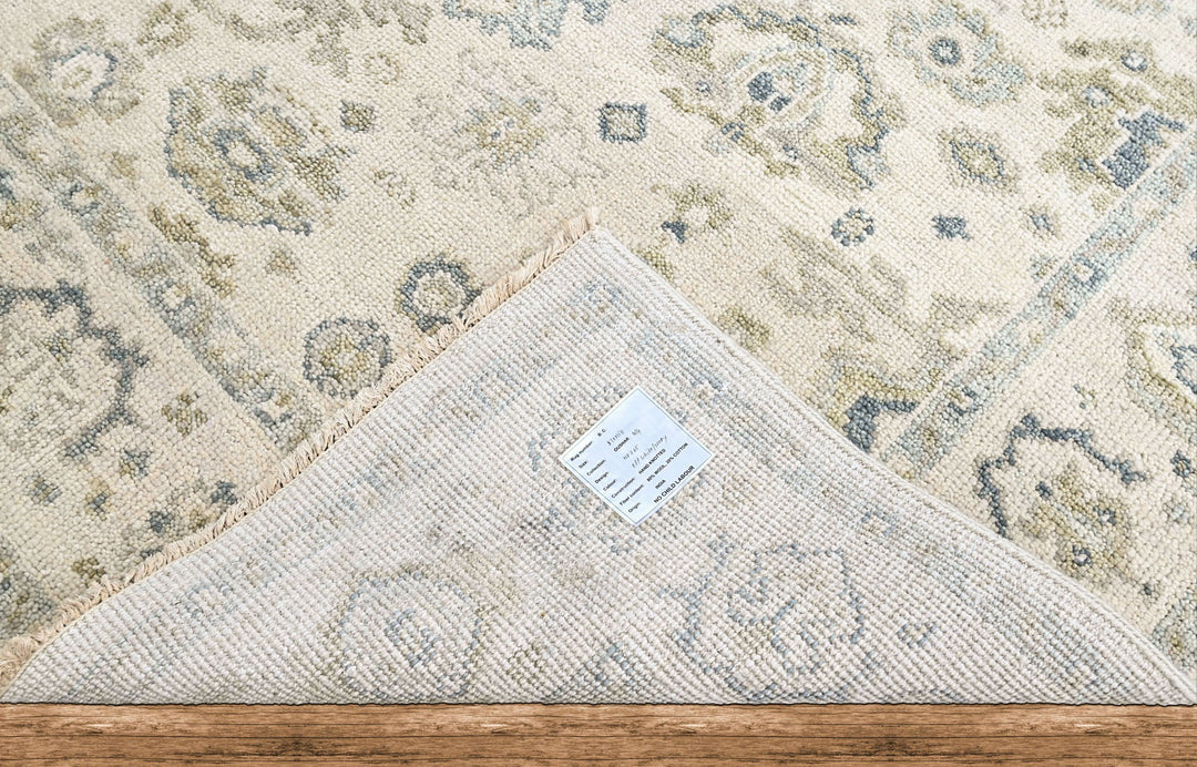 9x12 Ivory, Gray, Slate Color Hand Knotted Oushak Wool Transitional Oriental Rug