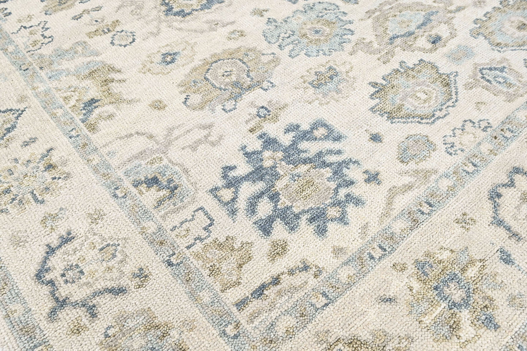 9x12 Ivory, Gray, Slate Color Hand Knotted Oushak Wool Transitional Oriental Rug