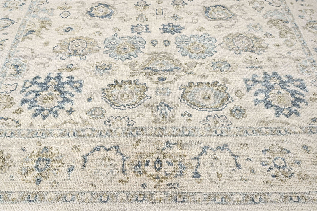 9x12 Ivory, Gray, Slate Color Hand Knotted Oushak Wool Transitional Oriental Rug