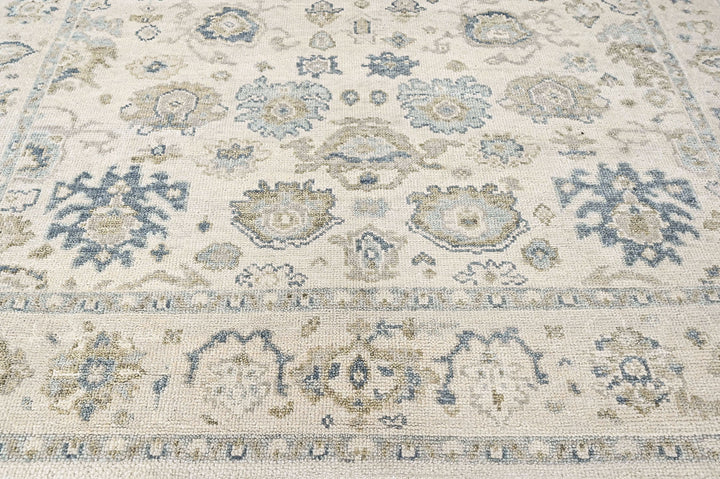 9x12 Ivory, Gray, Slate Color Hand Knotted Oushak Wool Transitional Oriental Rug