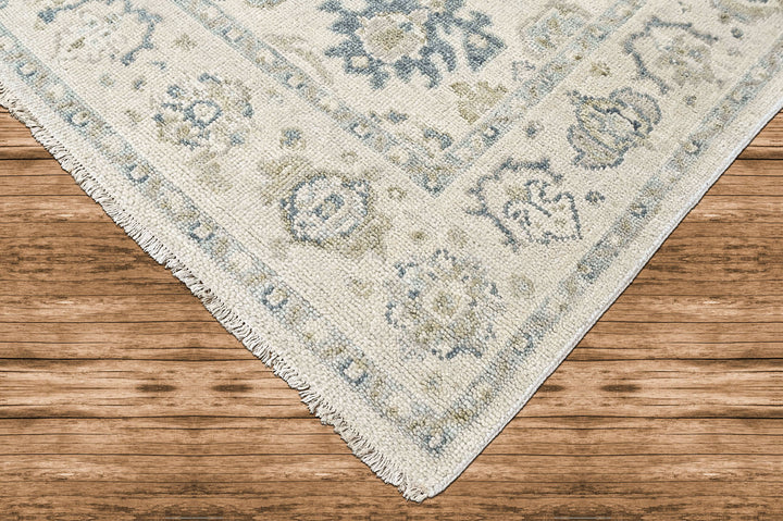 9x12 Ivory, Gray, Slate Color Hand Knotted Oushak Wool Transitional Oriental Rug