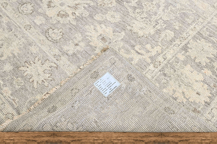 8x10 Gray, Slate, Multi Color Hand Knotted Oushak Wool Transitional Oriental Rug
