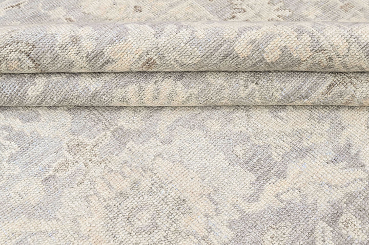8x10 Gray, Slate, Multi Color Hand Knotted Oushak Wool Transitional Oriental Rug