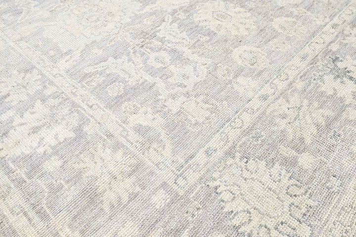8x10 Gray, Slate, Multi Color Hand Knotted Oushak Wool Transitional Oriental Rug