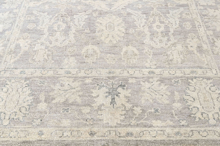 8x10 Gray, Slate, Multi Color Hand Knotted Oushak Wool Transitional Oriental Rug