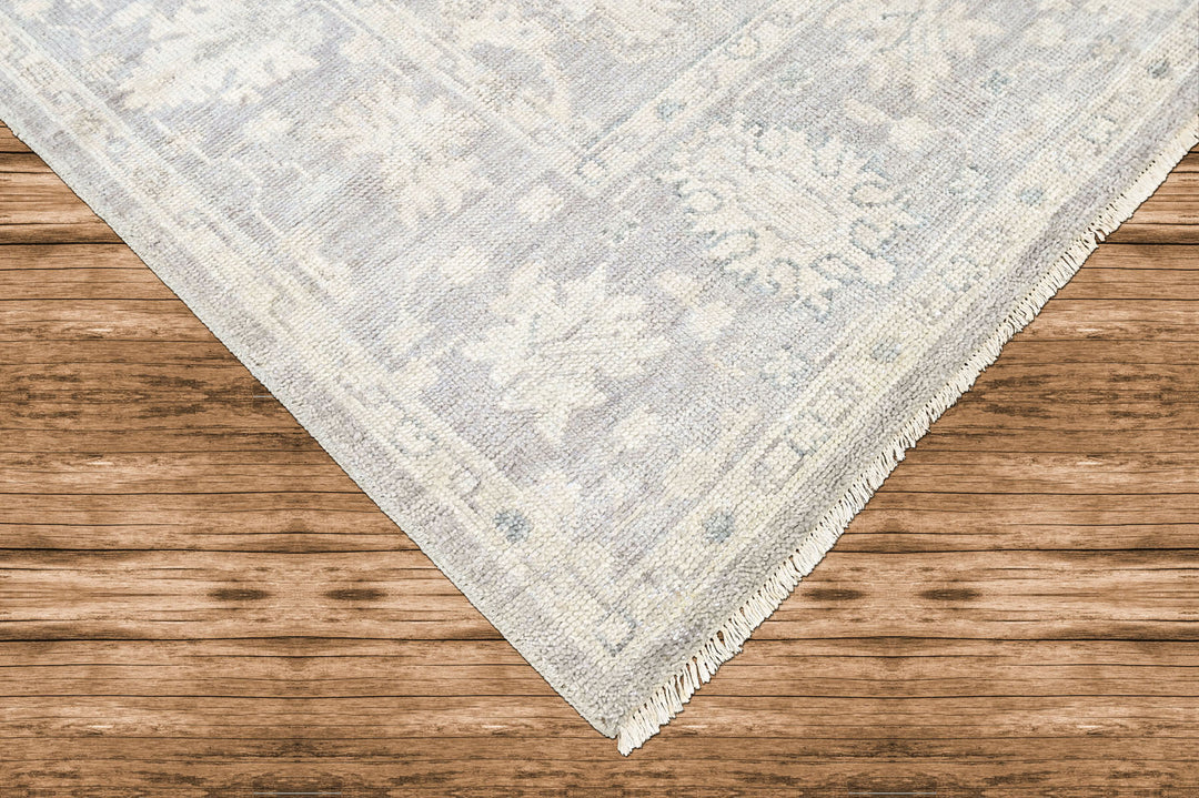 8x10 Gray, Slate, Multi Color Hand Knotted Oushak Wool Transitional Oriental Rug