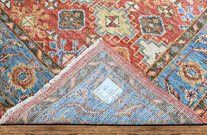 Multi Size Rust Blue Aqua Color Hand Knotted Oushak Wool Transitional Oriental Rug