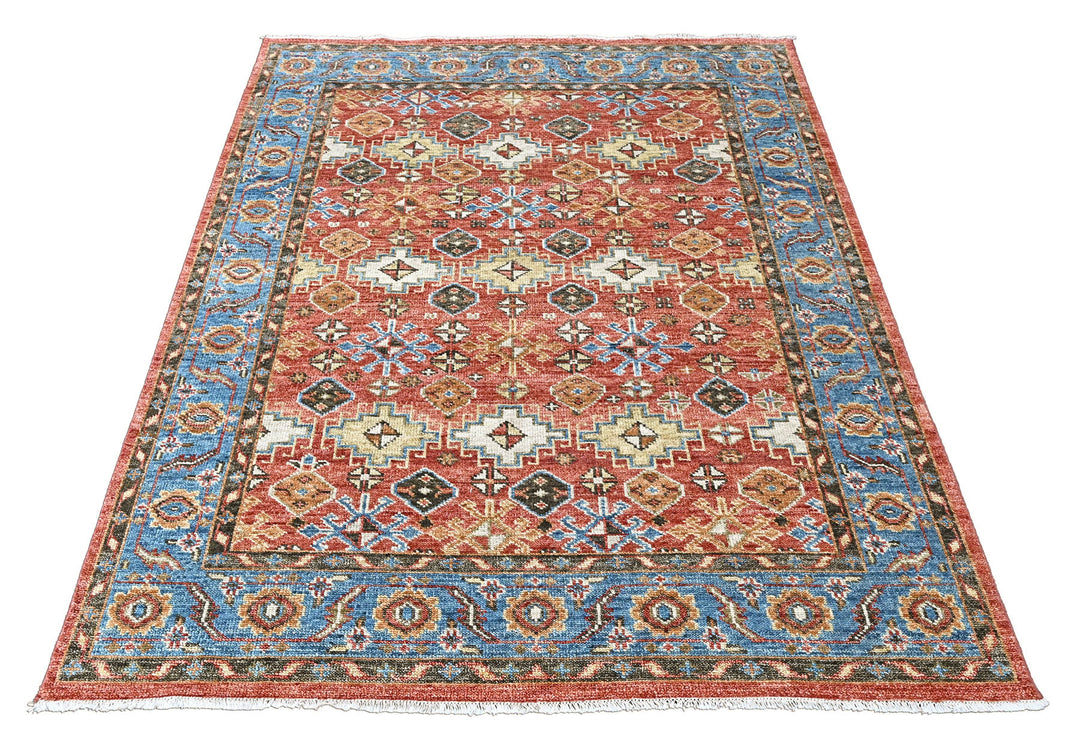 Multi Size Rust Blue Aqua Color Hand Knotted Oushak Wool Transitional Oriental Rug