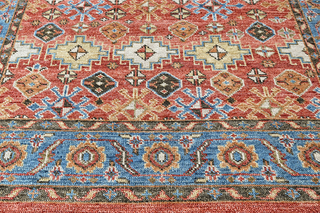 Multi Size Rust Blue Aqua Color Hand Knotted Oushak Wool Transitional Oriental Rug